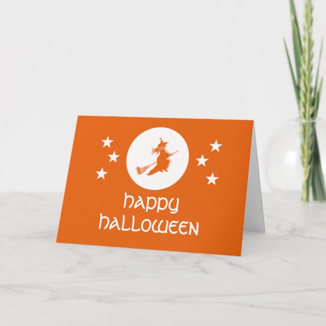 Tarjeta Bewiting Halloween Greeting Card, Naranja (Anverso)