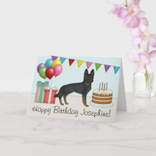 Tarjeta Bi-Black German Shepherd Colorful Birthday