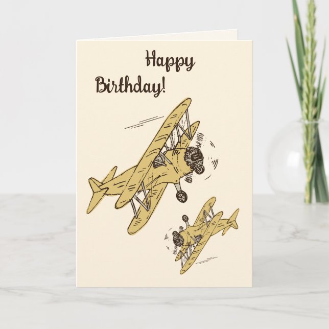 Tarjeta Bi-planos Art Deco - cumpleaños feliz amarillo. (Anverso)