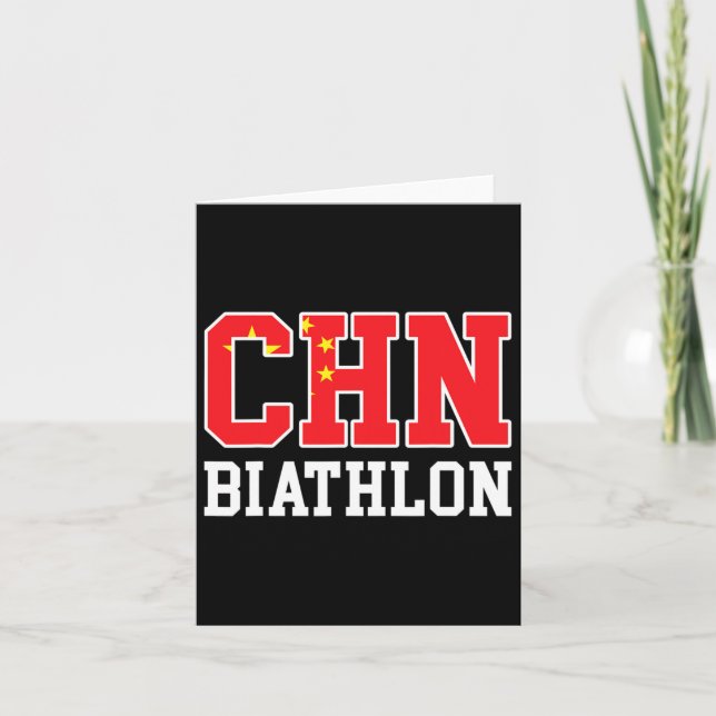 Tarjeta Biatleta de bandera de China - Chino Chn Biatlón  (Anverso)