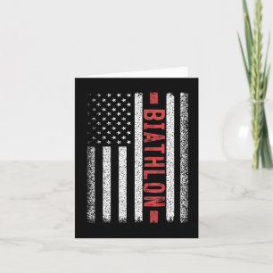 Tarjeta Biatlón Bandera Americana 4 De Julio Biatlón Corre