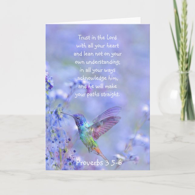 Tarjeta Biblia Floral de Hummingbird Bird Blue Garden (Anverso)