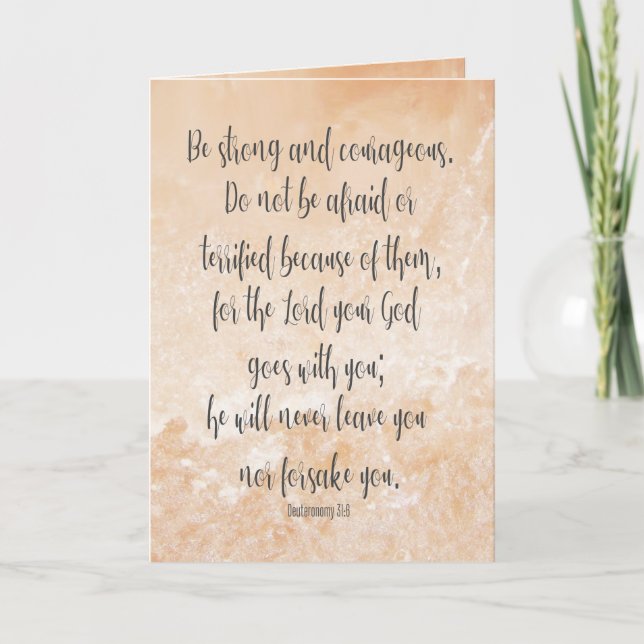 Tarjeta Biblia Verse Deuteronomio 31:6 Sé fuerte inspiraci (Anverso)