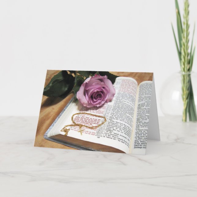 Tarjeta Biblia y color de rosa púrpura - 3:16 intrépido de (Anverso)
