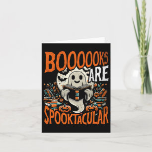 Tarjeta Biblioteca Halloween Shirt Book Lover Design Ghost