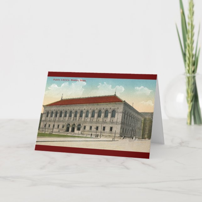 Tarjeta Biblioteca Pública, Boston 1911 Vintage (Anverso)