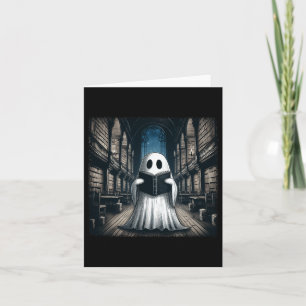Tarjeta Bibliotecario de Halloween en la biblioteca fantas