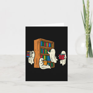 Tarjeta Bibliotecario Halloween B de docente que lee libro