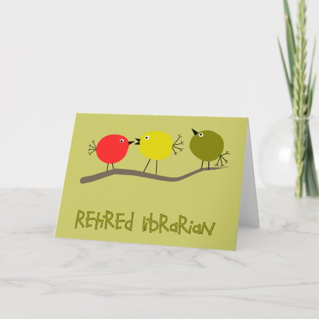 Tarjeta Bibliotecario jubilado Reto Birds Design Gifts (Anverso)