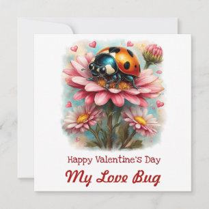 Tarjeta Bicho del amor del día de San Valentín en rosa flo