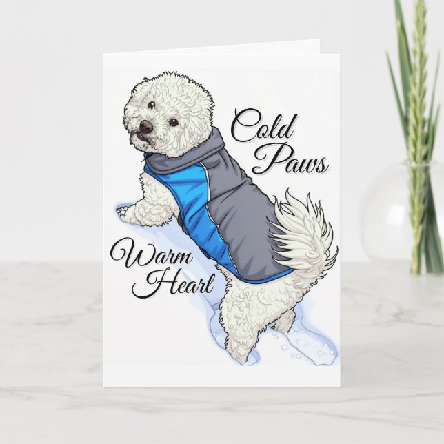 Tarjeta Bichón de Nieve de Corazón Cálido (Anverso)