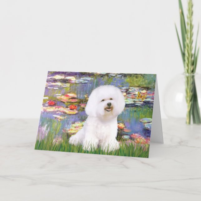 Tarjeta Bichon Frise 1 - Lirios 2 (Anverso)