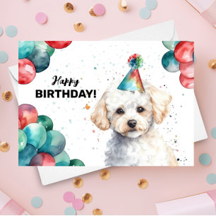 Tarjeta Bichon Frise Cute Mascota Retrato de Perro Blanco 