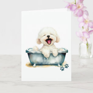 Tarjeta Bichon Frise Dog Doble Saludo