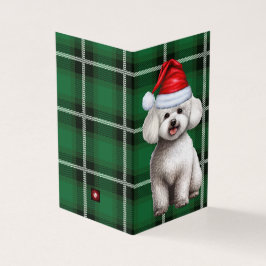 Tarjeta Bichon Frise Dog Holiday Green Plaid Navidades