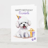 Bichon Frise Dog Personalizado Feliz Cumpleaños