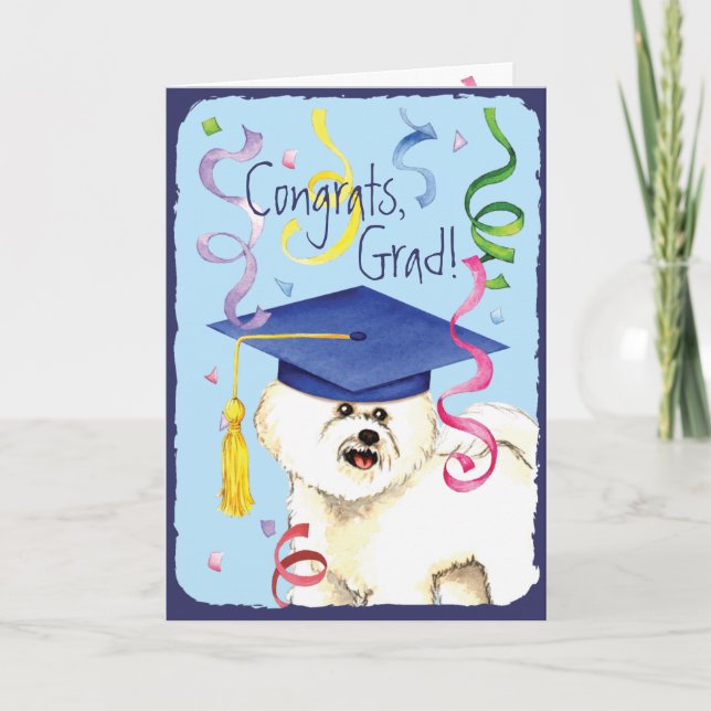 Tarjeta Bichon Frise Graduate (Anverso)