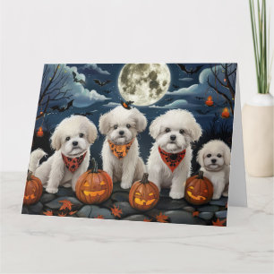 Tarjeta Bichon Frise Halloween Espeluznante