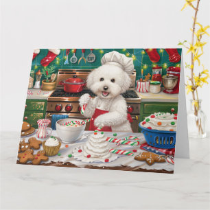 Tarjeta Bichon Frise Holiday Baking: Navidades festivos