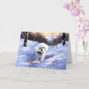 Tarjeta Bichon Frise Let It Snow Navidades