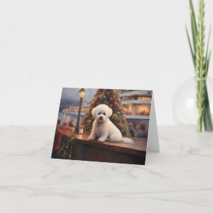 Tarjeta Bichon Frise Navidad Crucero: Pawsome Fiesta
