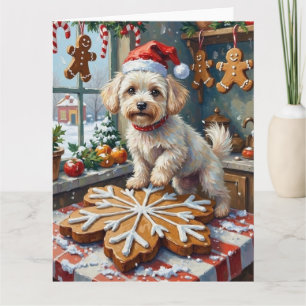 Tarjeta Bichon Frise Navidad Pan de Jengibre Horneado Fies