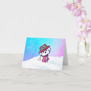 Tarjeta Bichon Frise Nevado Invierno