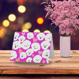 Tarjeta Bichones esponjosos y Corazones