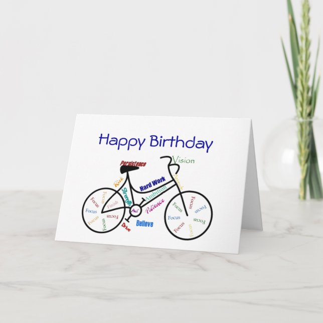 Tarjeta Bici divertida del cumpleaños de la edad, (Anverso)