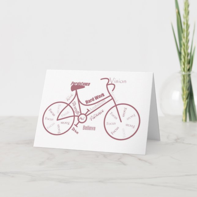 Tarjeta Bicicleta, ciclo, bicicleta, palabras motivacional (Anverso)