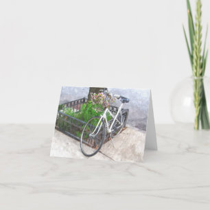TARJETA BICICLETA CON BAÑERA DE FLORES NOTECARD