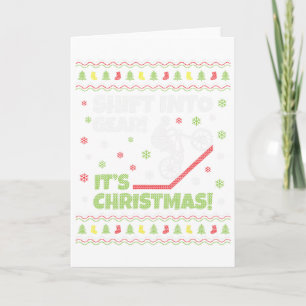 Tarjeta Bicicleta de montaña, estilo Navidad fea, divertid