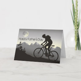 Tarjeta Bicicleta de montaña y luna llena Feliz Día del Pa