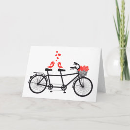 Tarjeta bicicleta en tándem con los pájaros lindos del
