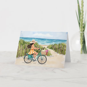 Tarjeta Bicicleta junto a la estación acuática de la playa