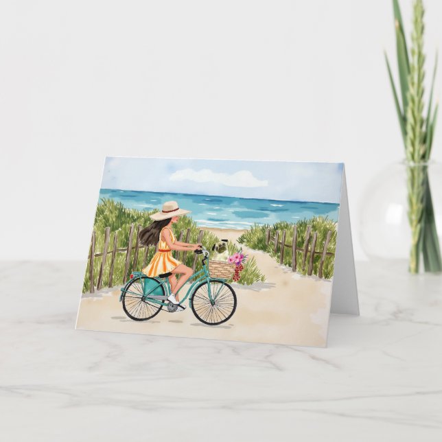 Tarjeta Bicicleta junto a la estación acuática de la playa (Anverso)