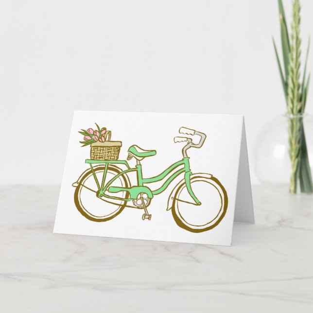 Tarjeta Bicicleta linda con los tulipanes (Anverso)