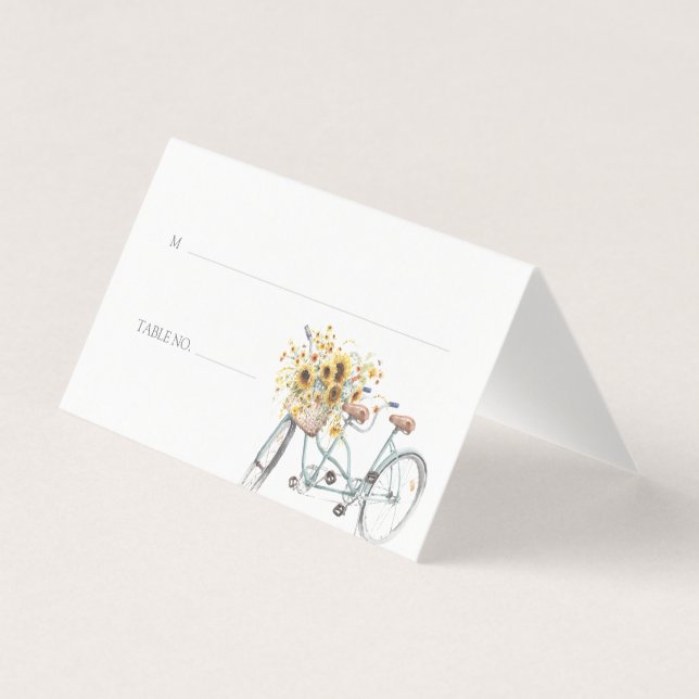Tarjeta Bicicleta Rustic Sunflower Watercolor Boda Foto (Anverso)
