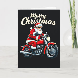 Tarjeta Bicicleta Santa Guay Motocicleta Feliz Navidad Neg