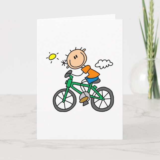 Tarjeta Bicicleta Stick Boy Riding (Anverso)