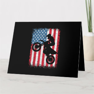 Tarjeta Bicicleta Sucia Bandera Estadounidense Motocross B