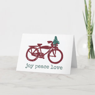 Tarjeta Bicicleta vintage y diseño de árbol de Navidad