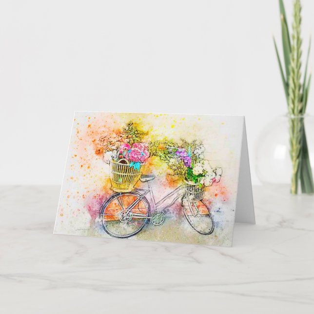 Tarjeta Bicicleta y flores (Anverso)