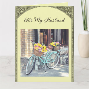 Tarjeta Bicicleta y Flores Editables