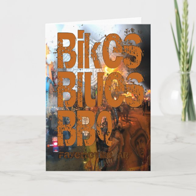 Tarjeta Bicis, azules, saludos del Bbq (Anverso)