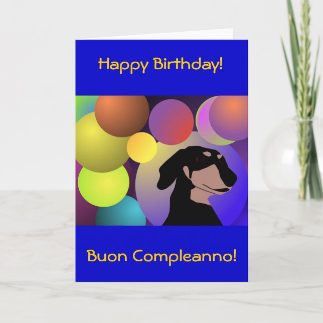 Tarjeta Bicontinental Dachshund Happy Birday (Anverso)