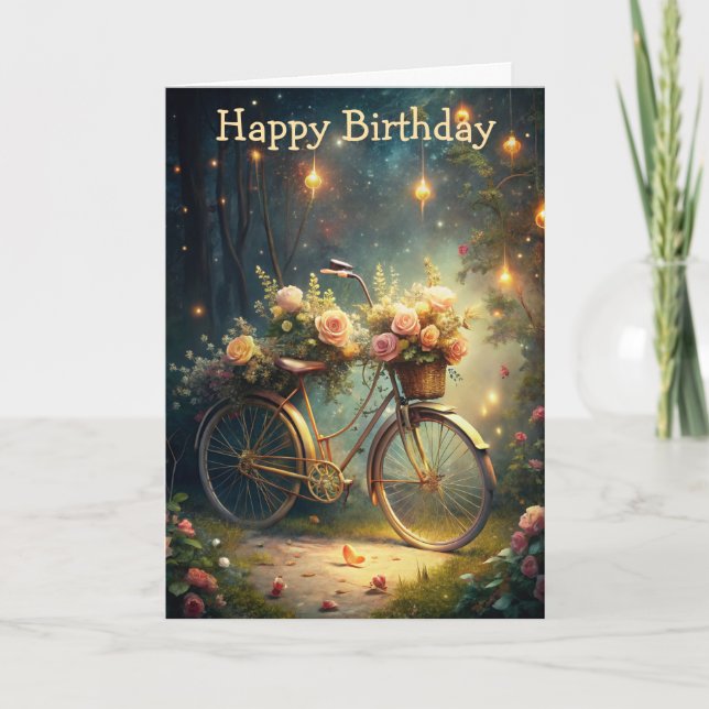 Tarjeta Bicycle and Flowers (Anverso)