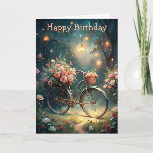 Tarjeta Bicycle and Flowers (Anverso)