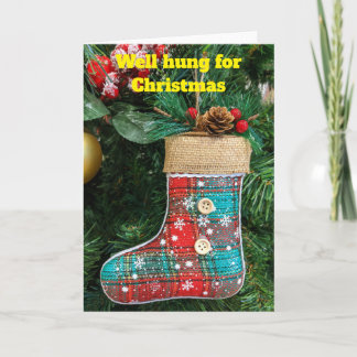 Tarjeta Bien colgado para Navidad.