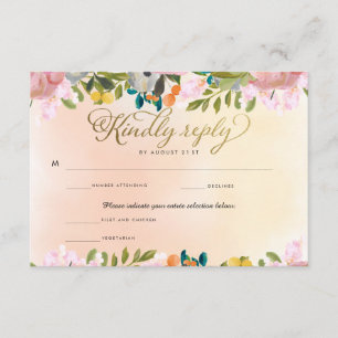 Tarjeta bien escogida de RSVP del menú floral